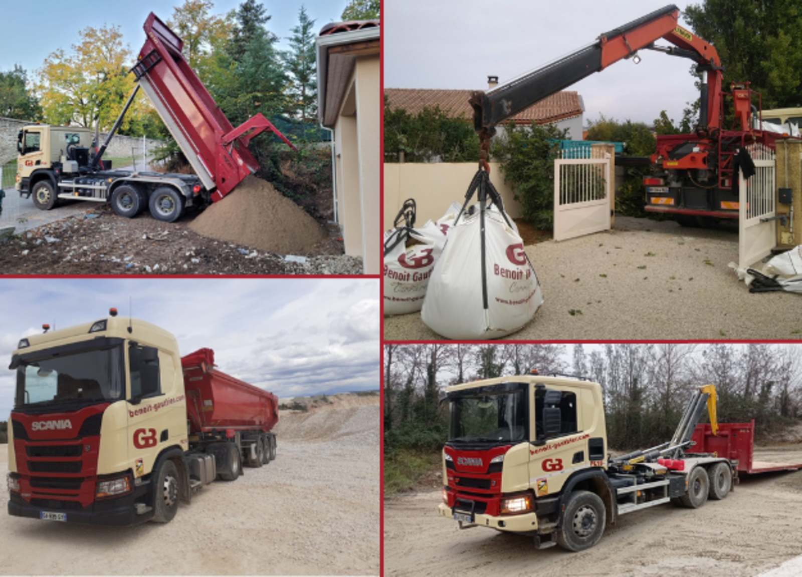 Un camion avec grue pour transporter et poser les matériaux sur